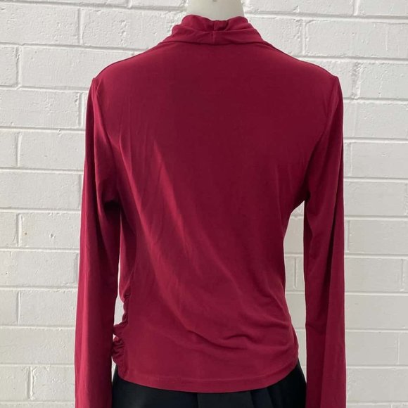 OJAY Berry Purple Winter Office Long Sleeve Draped Wrap Top - Picture 5 of 7